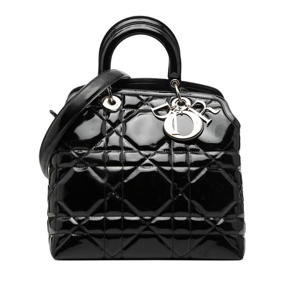 Pre-Loved Dior Medium Patent Cannage Polochon Granville Satchel